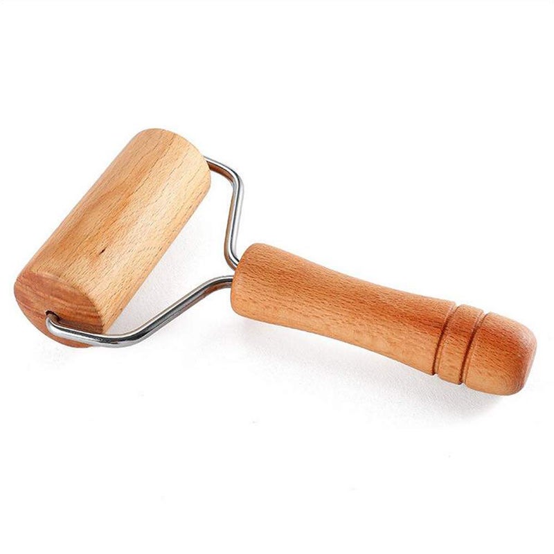 Lasenersm 1 Piece 9.5cm Wide Wooden Pastry Pizza Roller - Brayer Wooden Rolling Pin for Baking, Ceramic, 5D Diamond-Paint Art - Image 1